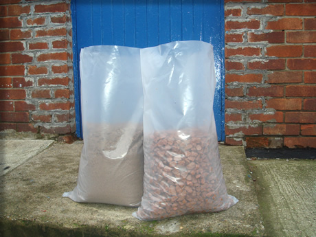 Clear Polythene rubble sacks supplied by sackmaker