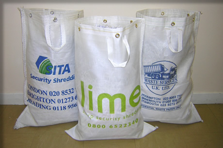 Woven sacks for collecting waste paper